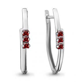 Серебряные серьги AQUAMARINE А4467403 с гранатом А4467403 фото