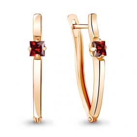 Серьги из золочёного серебра AQUAMARINE А4467603-п с гранатом А4467603-п фото