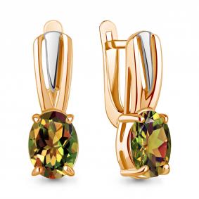 Серьги из золочёного серебра AQUAMARINE А4468819-пк с султанитом А4468819-пк фото