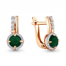 Серьги из золочёного серебра AQUAMARINE А4469709А-п с фианитом и агатом А4469709А-п фото