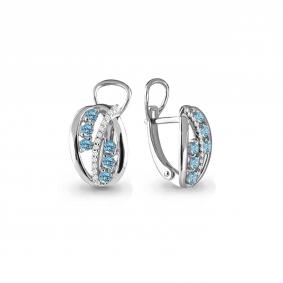 Серебряные серьги AQUAMARINE А4473805А с топазом и фианитом А4473805А фото