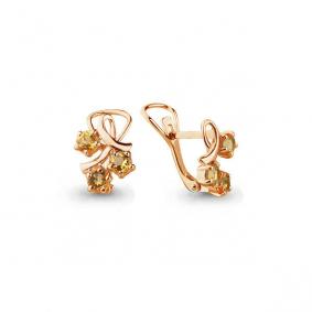 Серьги из золочёного серебра AQUAMARINE А4476706-п с цитрином А4476706-п фото