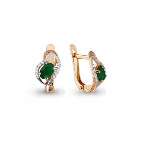 Серьги из золочёного серебра AQUAMARINE А4478209А-пк с фианитом и агатом А4478209А-пк фото