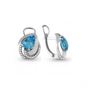 Серебряные серьги AQUAMARINE А4478705А с топазом и фианитом А4478705А фото