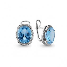 Серебряные серьги AQUAMARINE А4479692А с топазом и фианитом А4479692А фото