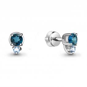 Серебряные серьги AQUAMARINE А4480162 с топазом и Лондон топазом А4480162 фото