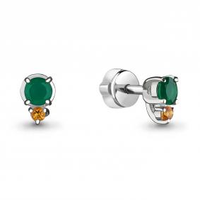 Серебряные серьги AQUAMARINE А4480178 с цитрином и агатом А4480178 фото