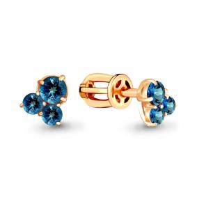 Серьги из золочёного серебра AQUAMARINE А4480208-п с Лондон топазом А4480208-п фото