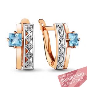 Серьги из золочёного серебра AQUAMARINE А44840506А-пк с фианитом и топазом Swarovski А44840506А-пк фото