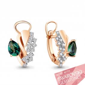 Серьги из золочёного серебра AQUAMARINE А44849503А-п с фианитом и топазом Swarovski А44849503А-п фото