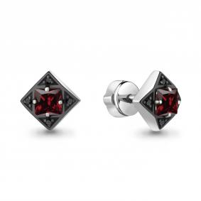 Серебряные серьги AQUAMARINE А4486503Ч с гранатом и ювелирным кристаллом А4486503Ч фото