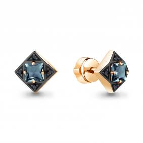 Серьги из золочёного серебра AQUAMARINE А4486508Ч-п с Лондон топазом и ювелирным кристаллом А4486508Ч-п фото