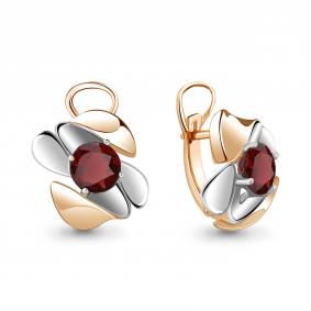 Серьги из золочёного серебра AQUAMARINE А4490403-пк с гранатом А4490403-пк фото