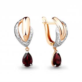 Серьги из золочёного серебра AQUAMARINE А4491303-пк с гранатом А4491303-пк фото