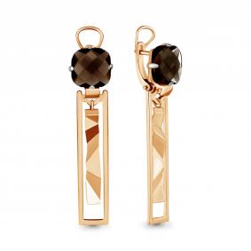 Серьги из золочёного серебра AQUAMARINE А4494401-п с кварцем А4494401-п фото