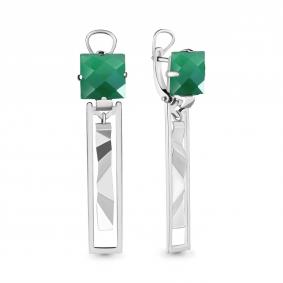 Серебряные серьги AQUAMARINE А4494409 с фианитом и агатом А4494409 фото