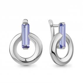 Серебряные серьги AQUAMARINE А450002603 с танзанитом А450002603 фото