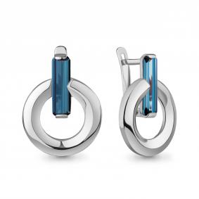 Серебряные серьги AQUAMARINE А45000293 с Лондон топазом А45000293 фото