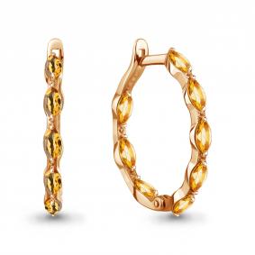 Серьги из золочёного серебра AQUAMARINE А45001706-п с цитрином А45001706-п фото