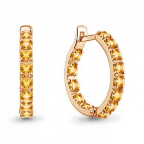 Серьги из золочёного серебра AQUAMARINE А45001806-п с цитрином А45001806-п фото