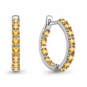 Серебряные серьги AQUAMARINE А45001806 с цитрином А45001806 фото