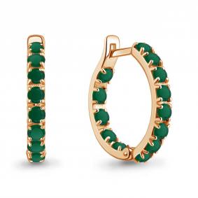 Серьги из золочёного серебра AQUAMARINE А45001809-п с агатом А45001809-п фото