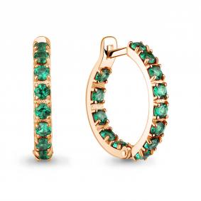 Серьги из золочёного серебра AQUAMARINE А450018П-п с гидротермальным изумрудом А450018П-п фото