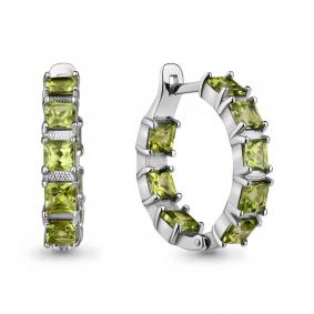 Серебряные серьги AQUAMARINE А45002107 с хризолитом А45002107 фото