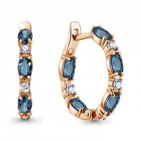 Серьги из золочёного серебра AQUAMARINE А45002208А-п с фианитом и Лондон топазом А45002208А-п фото