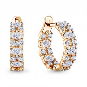 Серьги из золочёного серебра AQUAMARINE А450023А-п с фианитом А450023А-п фото
