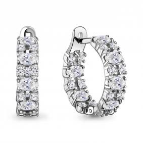 Серебряные серьги AQUAMARINE А450023А с фианитом А450023А фото