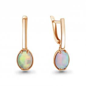 Серьги из золочёного серебра AQUAMARINE А45005798-п с опалом А45005798-п фото