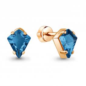 Серьги из золочёного серебра AQUAMARINE А45006193-п с Лондон топазом А45006193-п фото