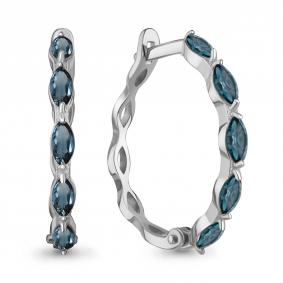 Серебряные серьги AQUAMARINE А45010408 с Лондон топазом А45010408 фото
