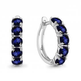 Серебряные серьги AQUAMARINE А450105Н с гидротермальным сапфиром А450105Н фото