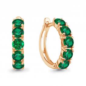 Серьги из золочёного серебра AQUAMARINE А450105П-п с гидротермальным изумрудом А450105П-п фото