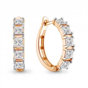 Серьги из золочёного серебра AQUAMARINE А450106-п с фианитом А450106-п фото