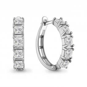 Серебряные серьги AQUAMARINE А450106 с фианитом А450106 фото
