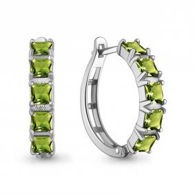 Серебряные серьги AQUAMARINE А45010607 с хризолитом А45010607 фото