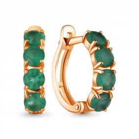 Серьги из золочёного серебра AQUAMARINE А45010709-п с агатом А45010709-п фото