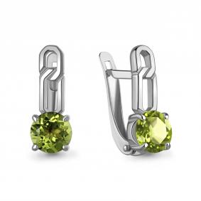 Серебряные серьги AQUAMARINE А45011707 с хризолитом А45011707 фото