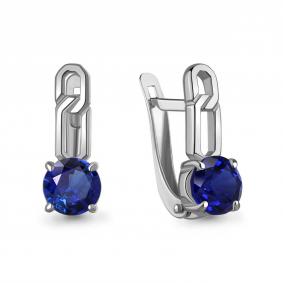 Серебряные серьги AQUAMARINE А450117Н с гидротермальным сапфиром А450117Н фото