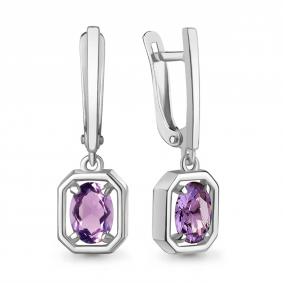 Серебряные серьги AQUAMARINE А45012104 с аметистом А45012104 фото