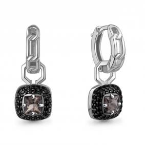 Серебярные серьги-трансформеры AQUAMARINE с ювелирным кристаллом А450126Ч А450126Ч фото