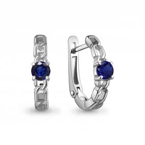 Серебряные серьги AQUAMARINE А450128Н с гидротермальным сапфиром А450128Н фото