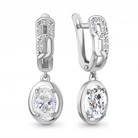 Серебряные серьги AQUAMARINE А450129А с фианитом А450129А фото