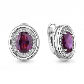 Серебряные серьги AQUAMARINE А45014484А с фианитом и аметистом А45014484А фото