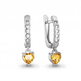 Серебряные серьги AQUAMARINE А45015806 с цитрином А45015806 фото