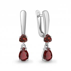 Серебряные серьги AQUAMARINE А45016603 с гранатом А45016603 фото