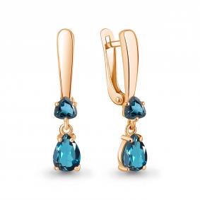 Серьги из золочёного серебра AQUAMARINE А45016608-п с Лондон топазом А45016608-п фото